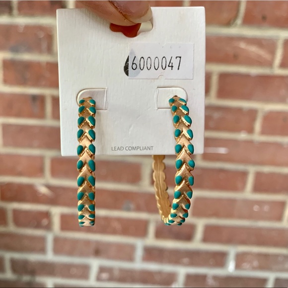 HP! LAST CHANCE! π₯Gold & Turquoise Hoops - Picture 6 of 6